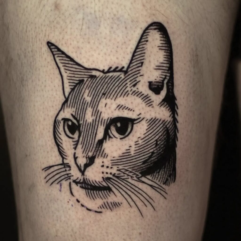 Single Cat Linework Tattoo Tattoo Design