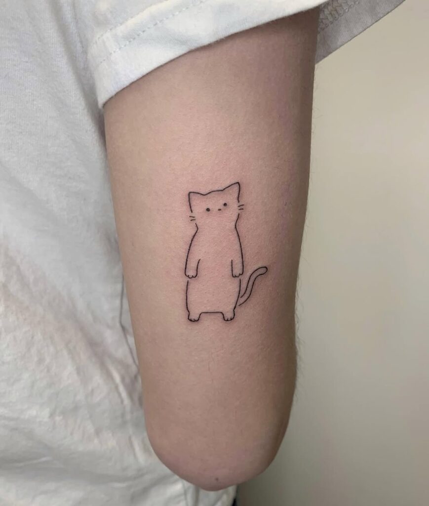 Standing Cat Line Tattoo Tattoo Design