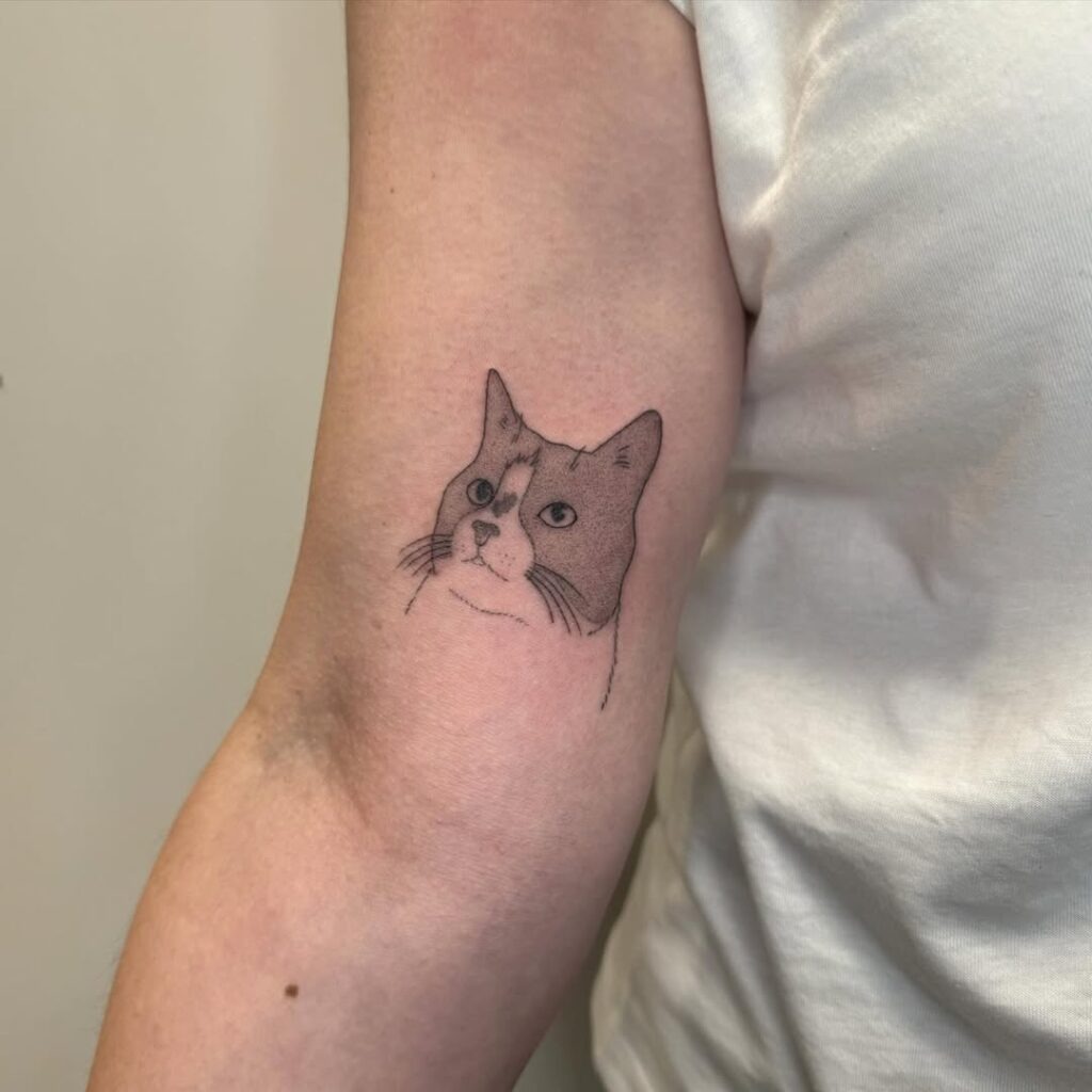 Thoughtful Cat Portrait Tattoo Tattoo Design