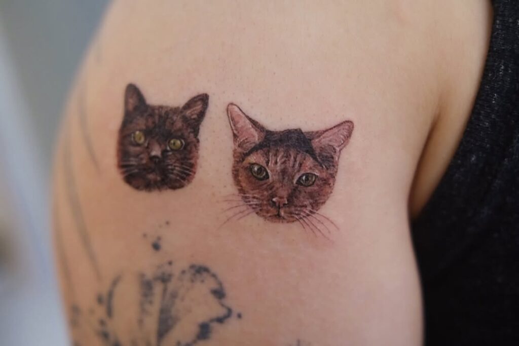 Two Cat Portrait Tattoo Tattoo Design