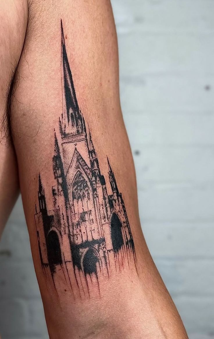 Dreamy Castle Cathedral Shoulder Tattoo Tattoo Design