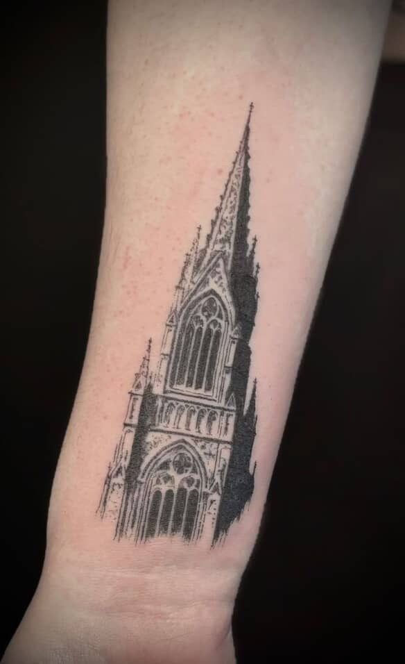 Minimal Cathedral Tower Tattoo Tattoo Design