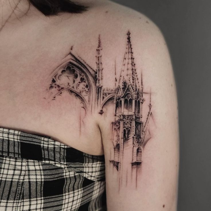 Notre Dame Inspired Chest Tattoo Tattoo Design
