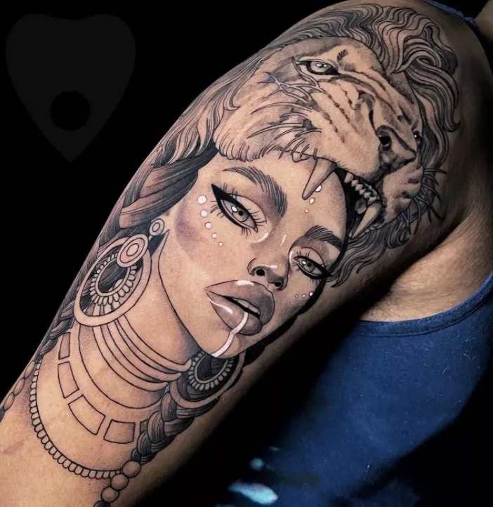 The Majestic Lioness Tattoo Design