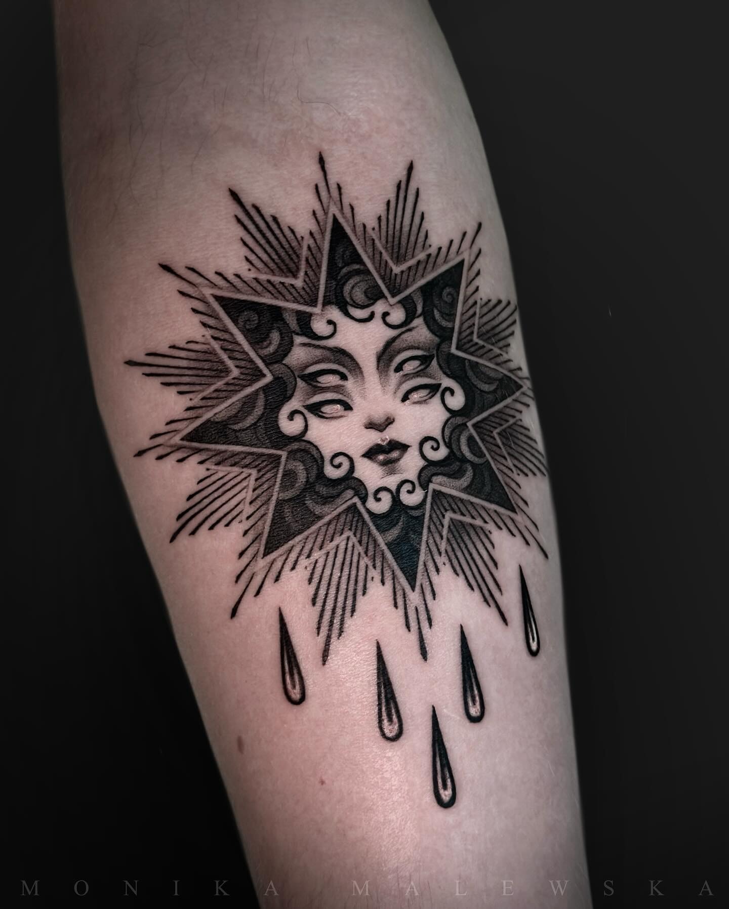 Celestial Star Face Tattoo Tattoo Design