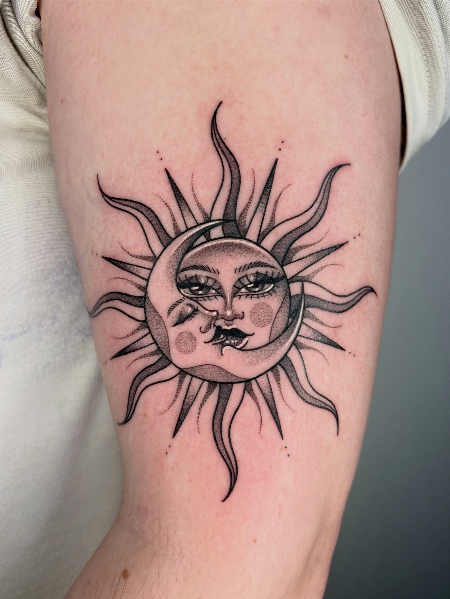 Sun and Moon Face Tattoo Tattoo Design