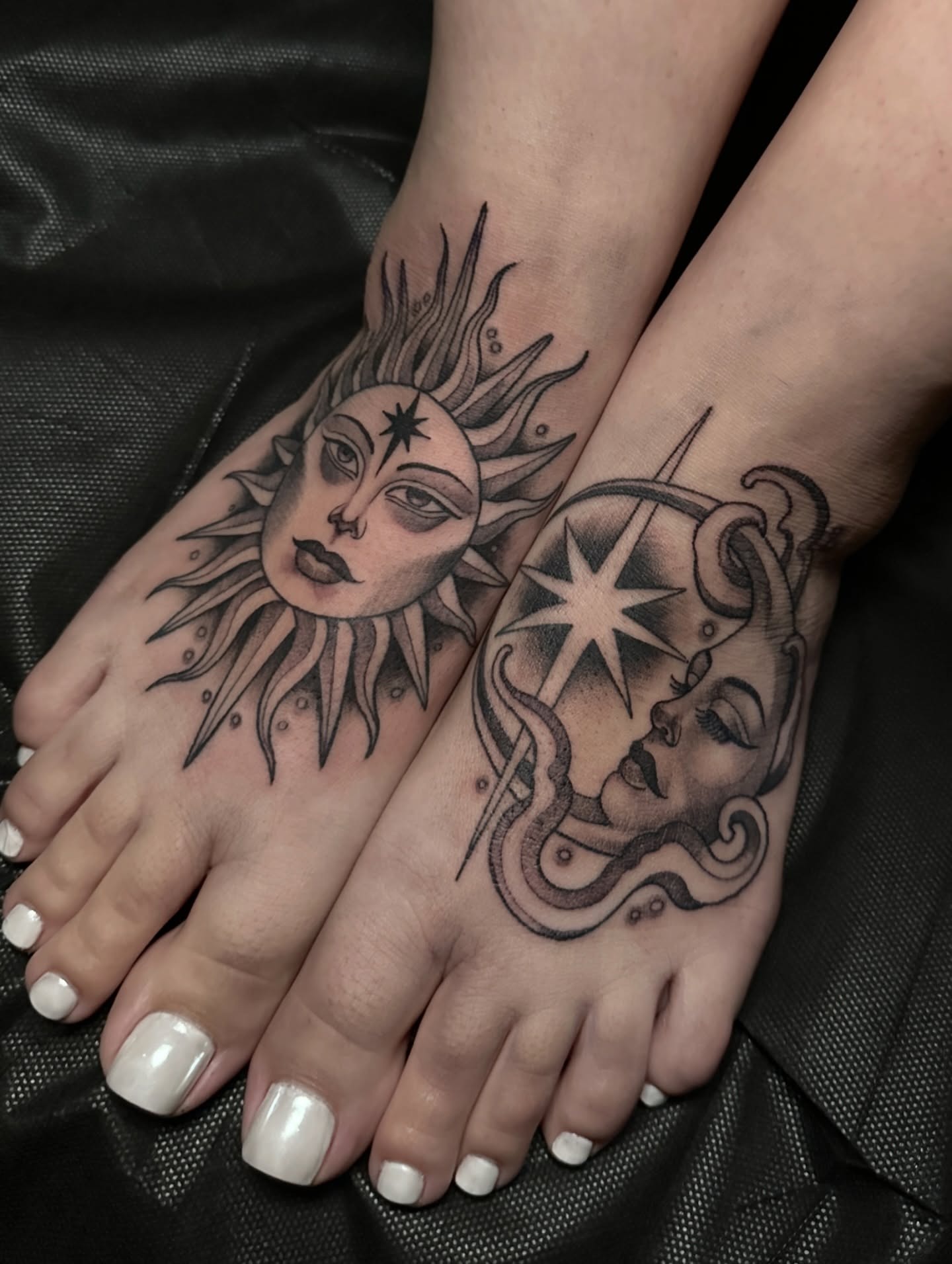 Sun and Moon Foot Tattoo Tattoo Design