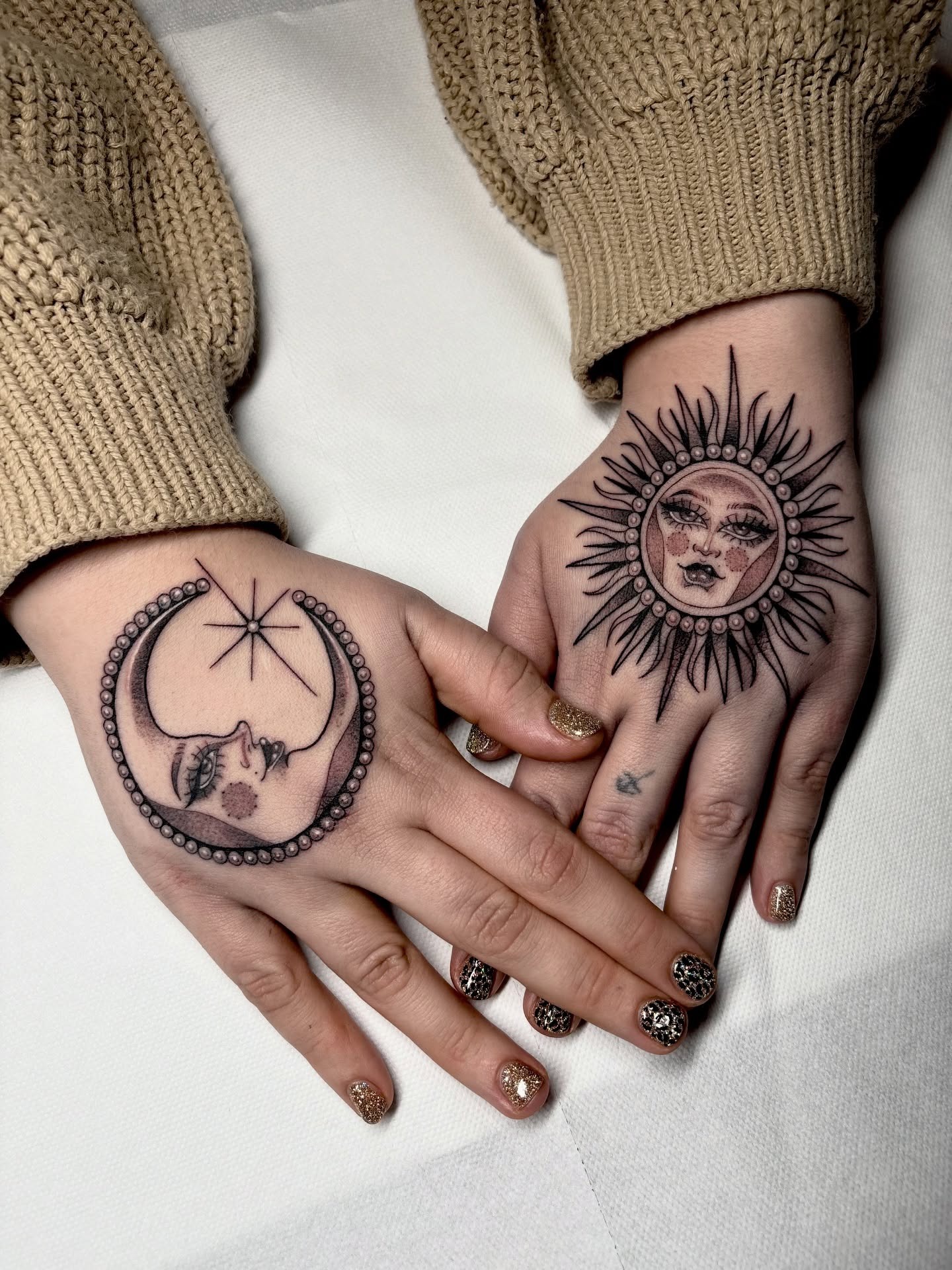 Sun and Moon Hand Tattoos Tattoo Design