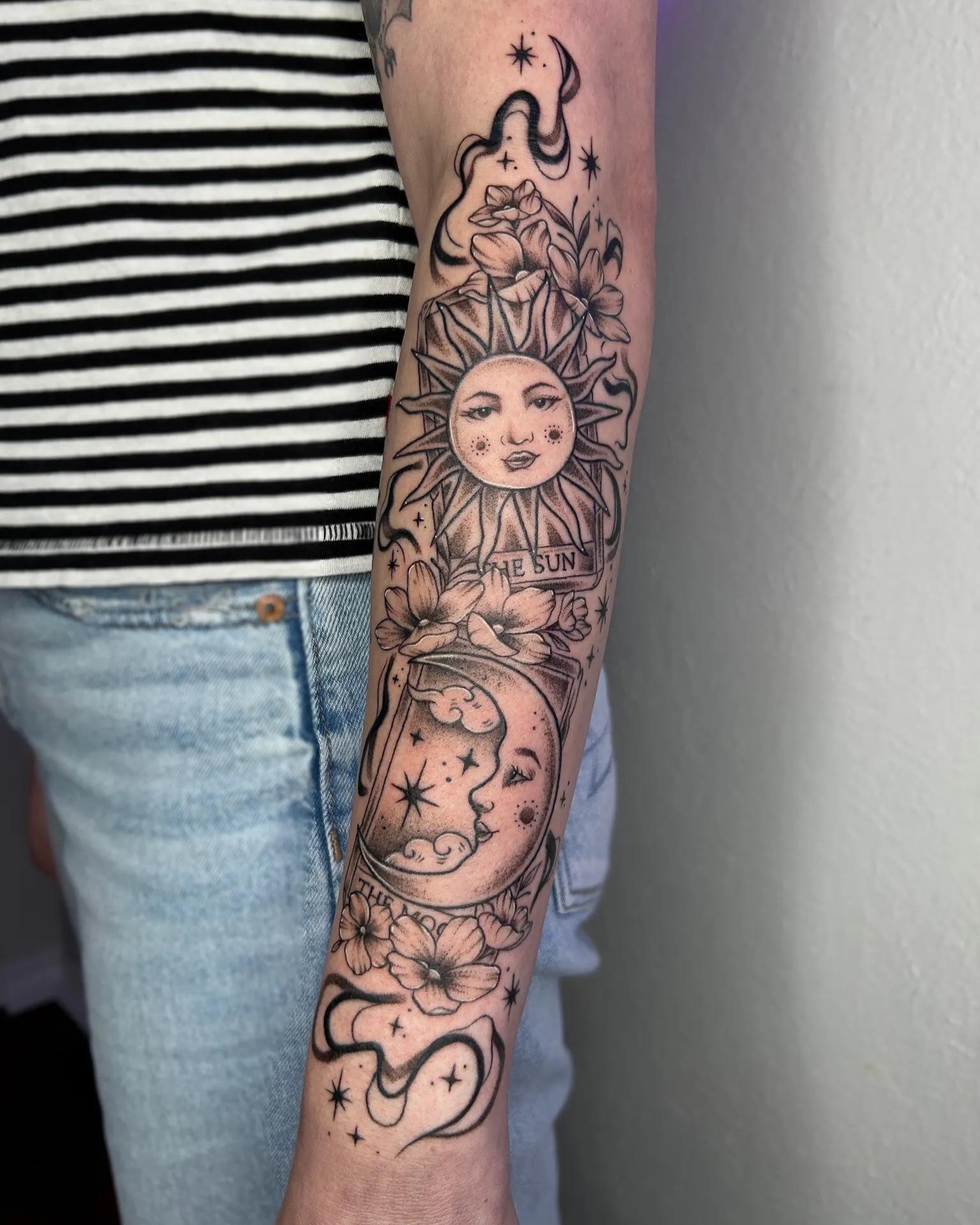 Sun and Moon Tarot Card Sleeve Tattoo Tattoo Design