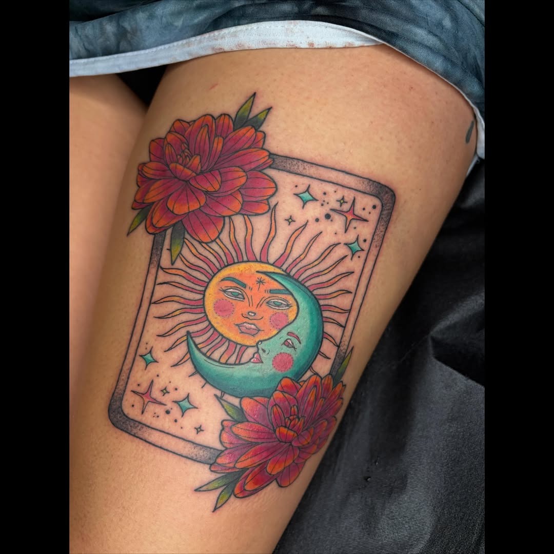 Sun and Moon Tarot Card Tattoo Tattoo Design