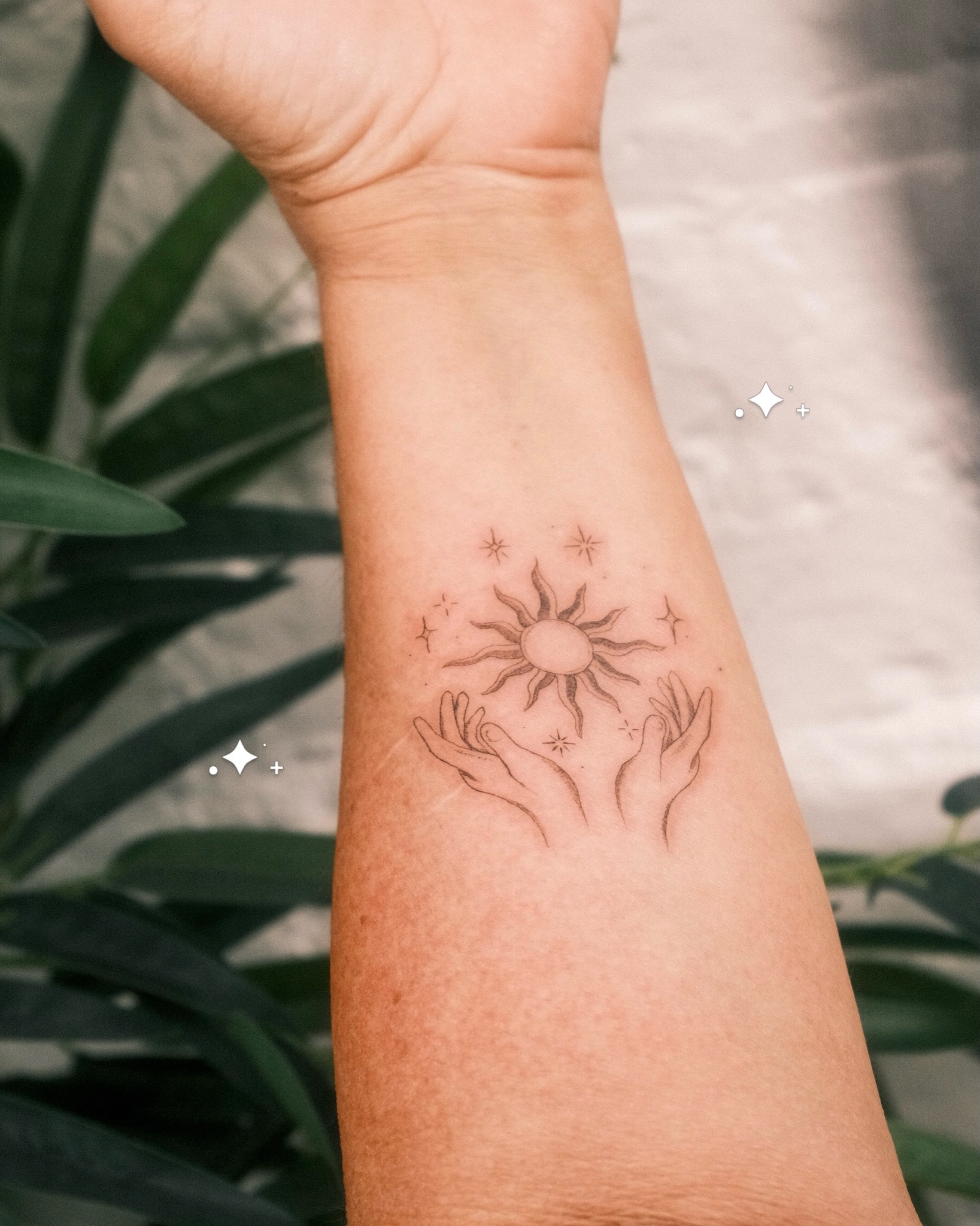 Sun and Open Hands Tattoo Tattoo Design