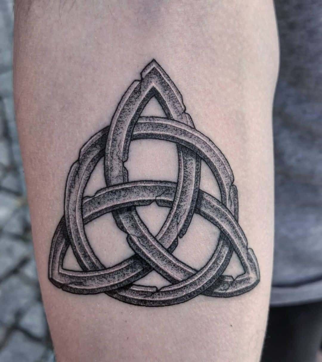 Soft-Shaded Fine Line Triquetra Tattoo Design