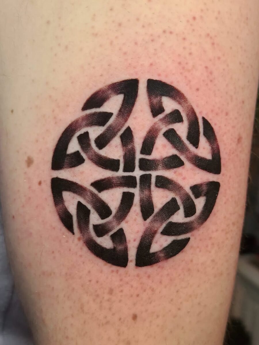 Intricate black ink Celtic circle design Tattoo Design