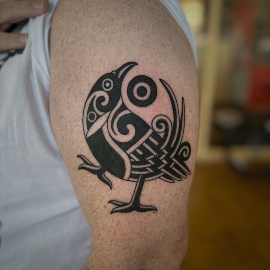 Intricate Celtic bird design in bold ink Tattoo Design