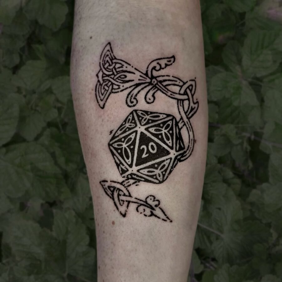 Intricate Celtic D20 Dice Tattoo Design Tattoo Design