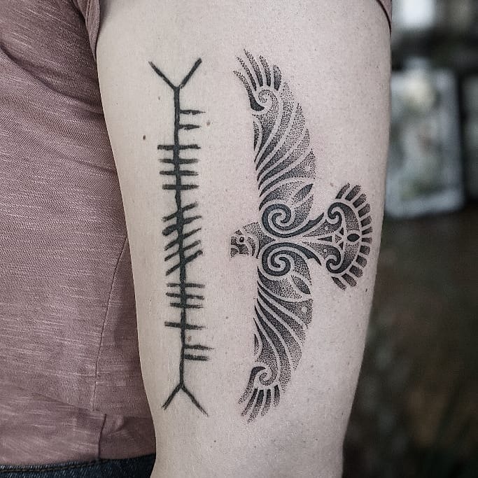 Intricate Celtic designs featuring a majestic hawk Tattoo Design