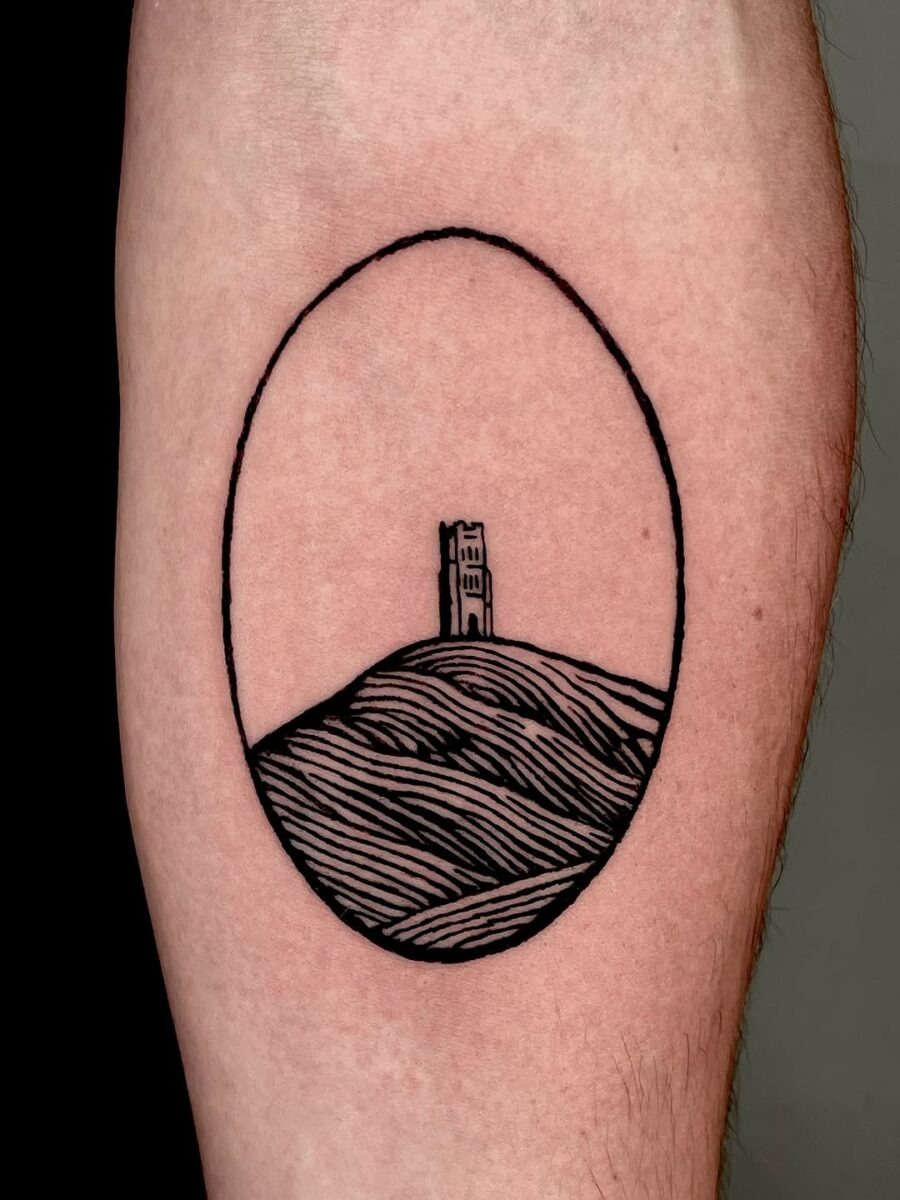 Minimalist Celtic tower tattoo capturing heritage Tattoo Design