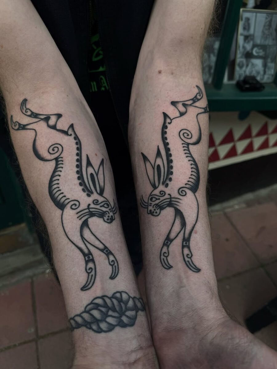 Unique rabbit designs featuring intricate swirls Tattoo Design