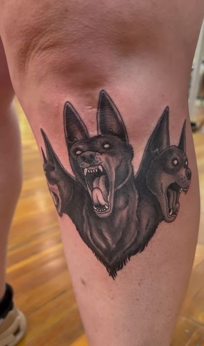 Cerberus Kneecap Growler Tattoo Design
