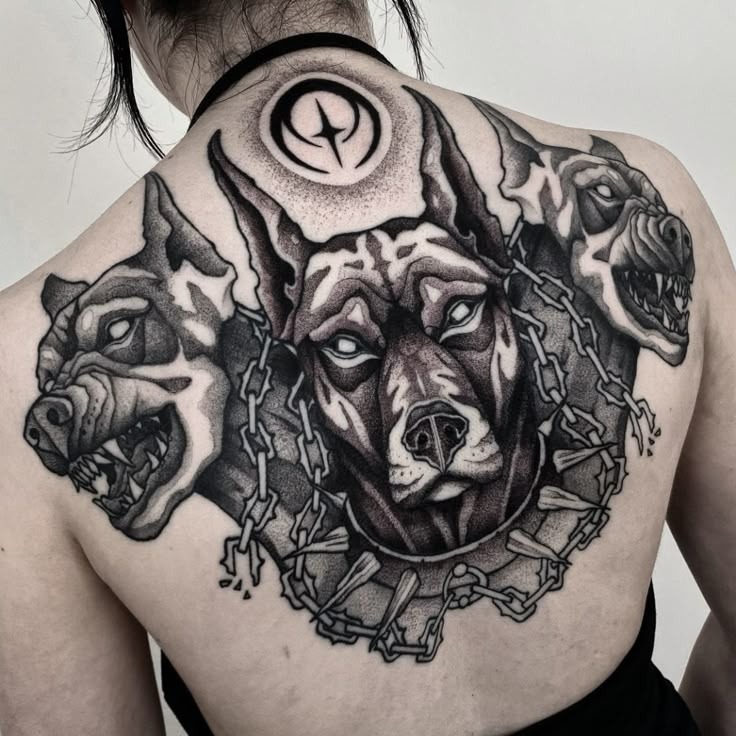 Mythic Guardian Backpiece in Chain Circle Tattoo Design