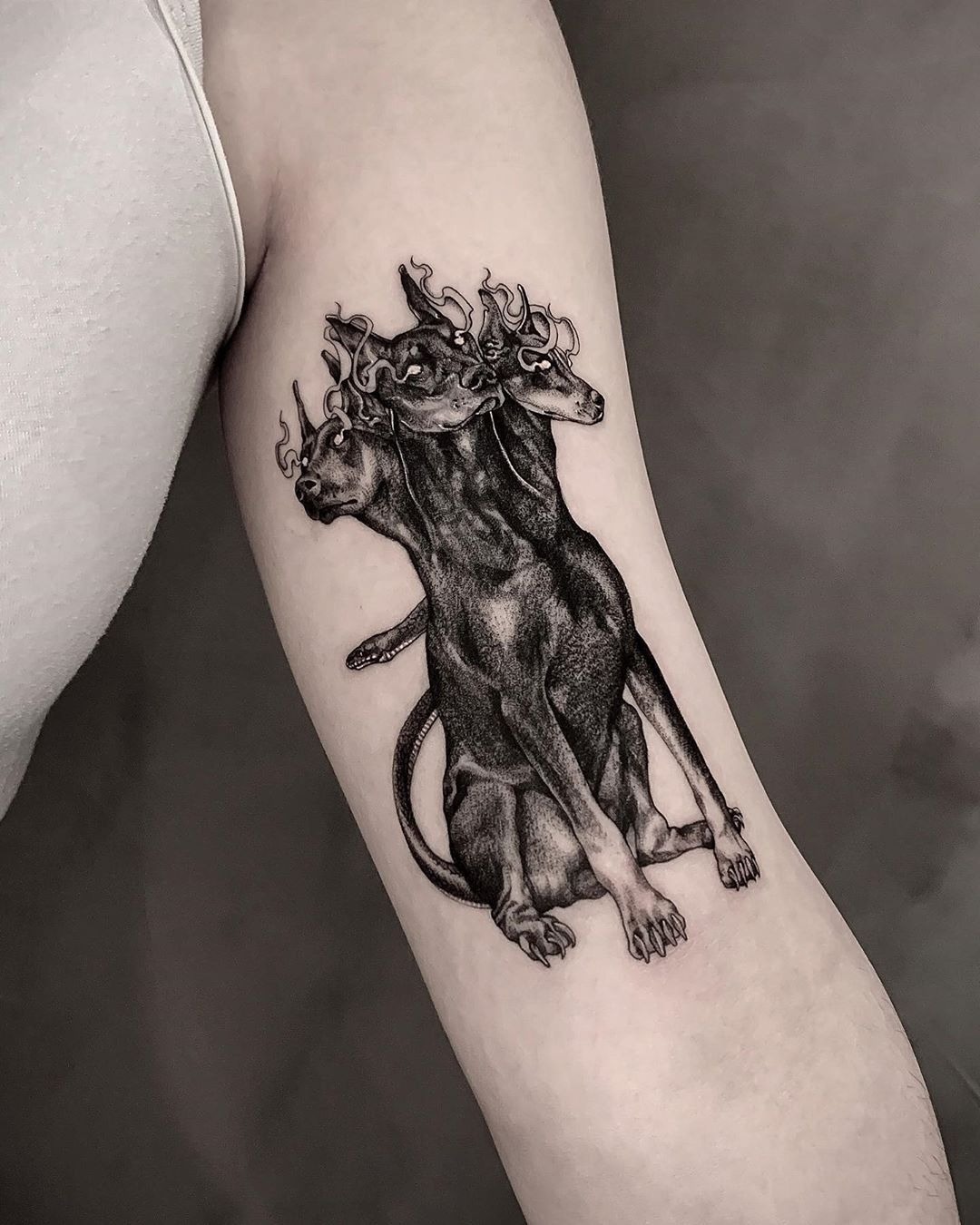 Smoldering Cerberus Shadow Design Tattoo Design
