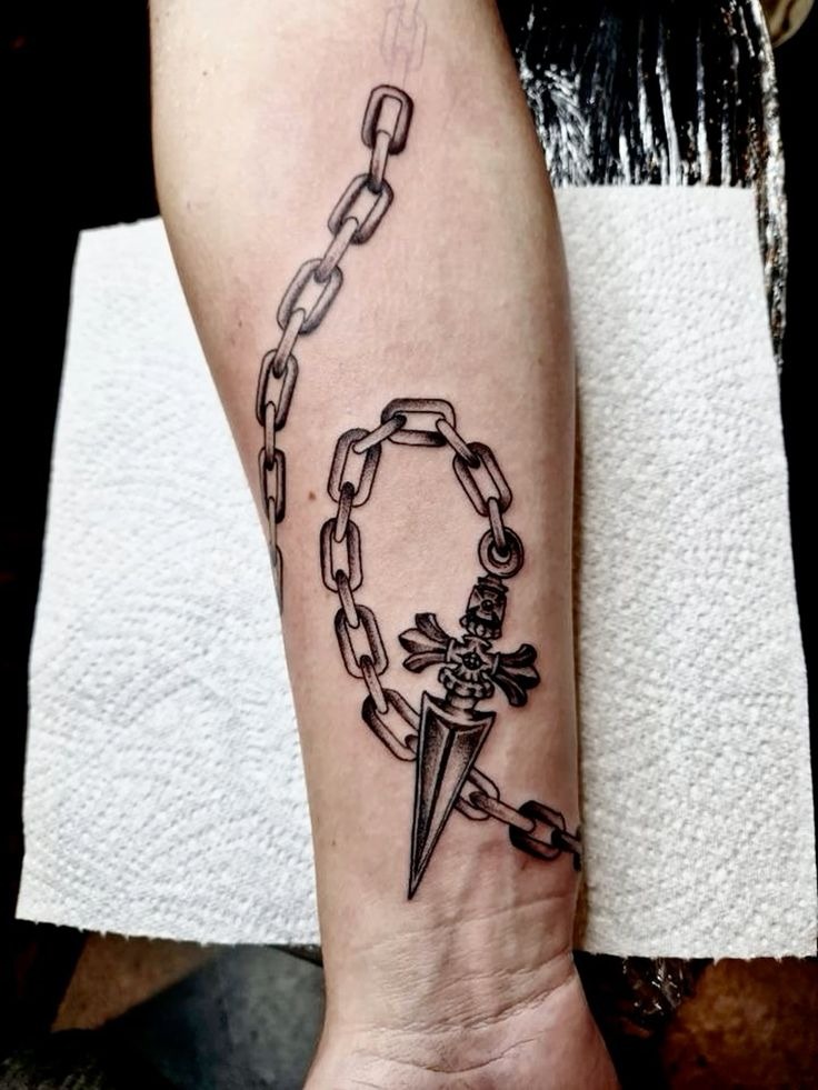 Chain with Cross Pendant Tattoo Design