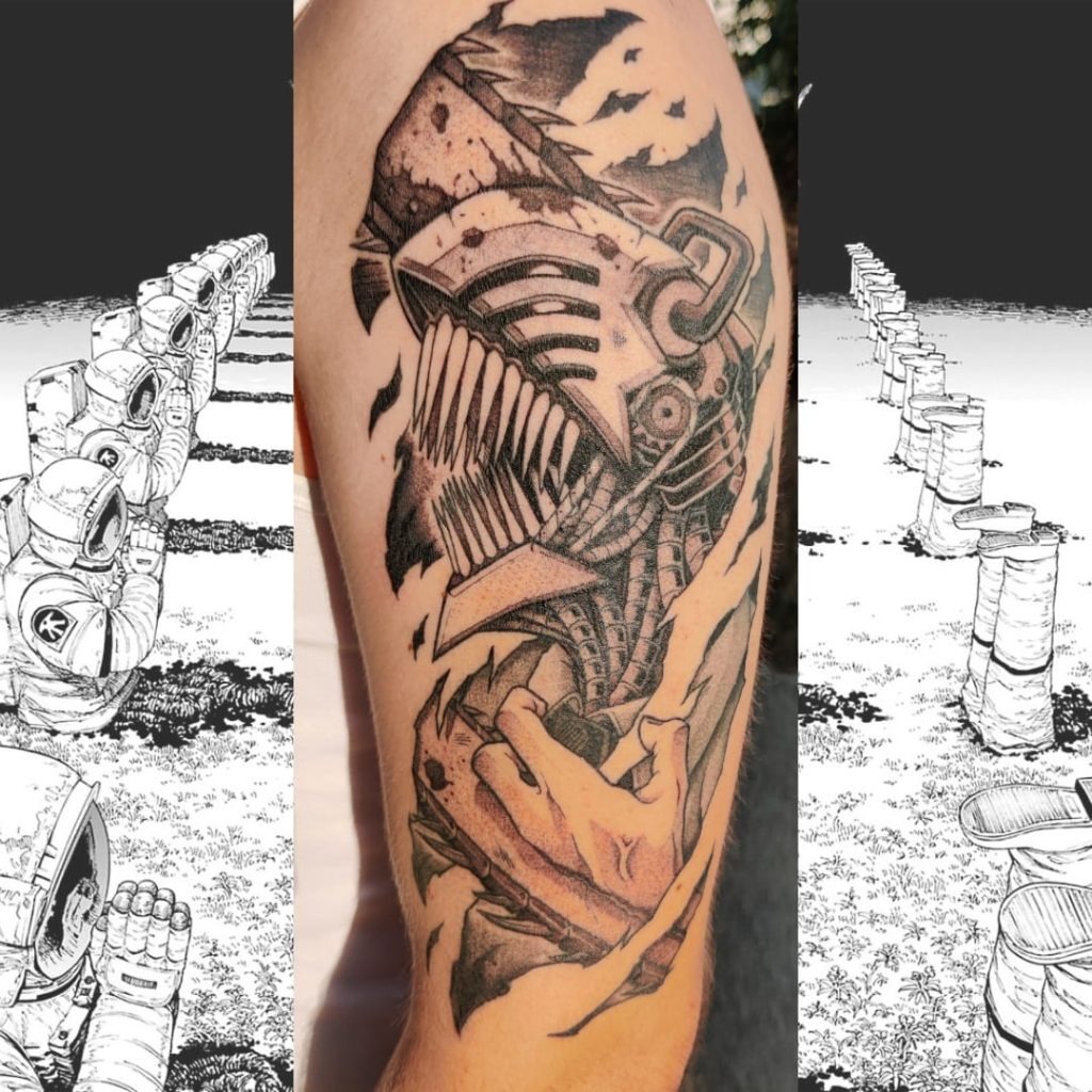 Chainsaw Man's Mechanical Fury Tattoo Design
