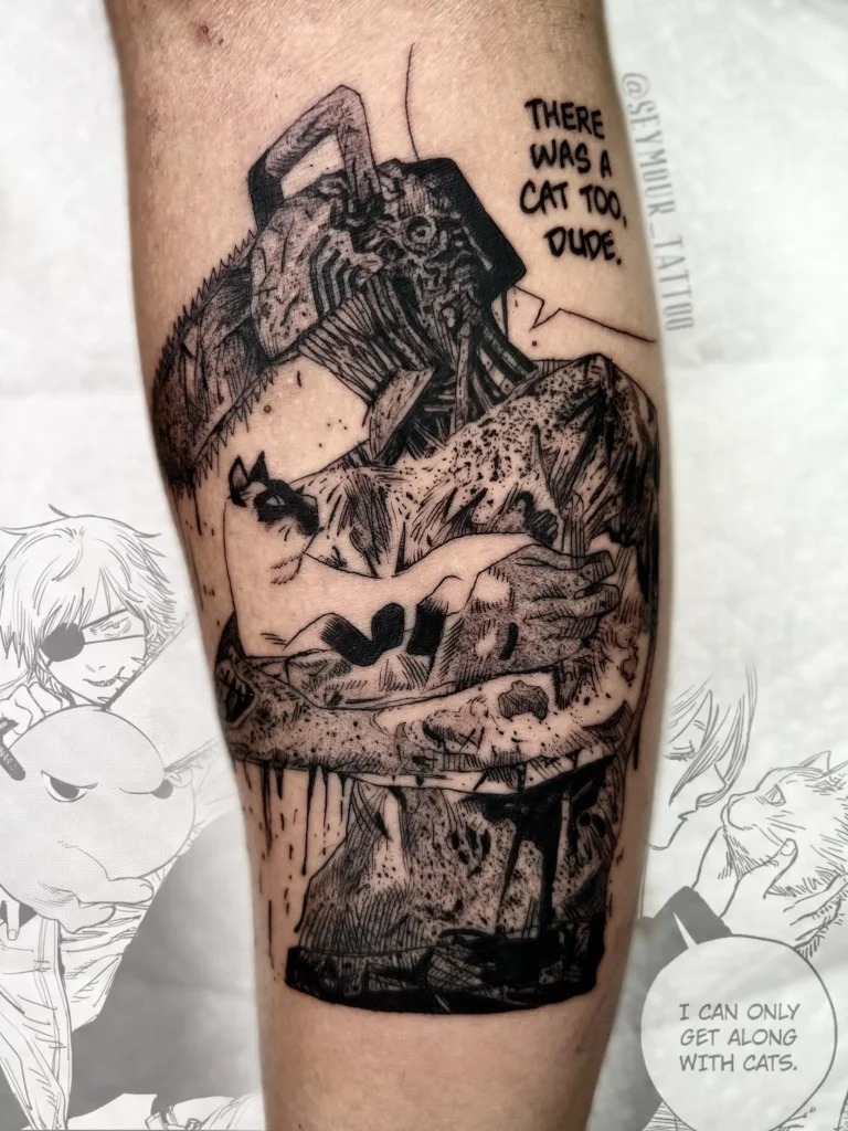 Chainsaw Power: A Unique Character Tribute Tattoo Design