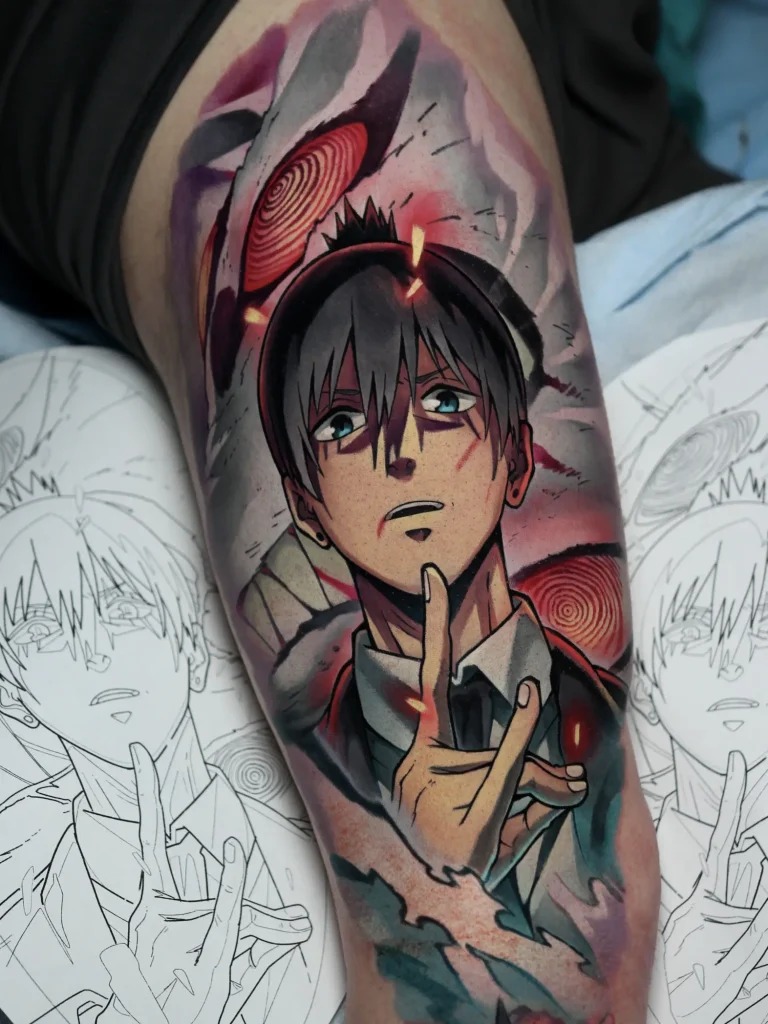 Vibrant Portrait of Aki Tattoo Design