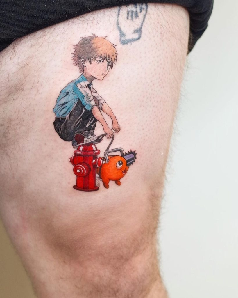 Whimsical Denji and Pochita Tattoo Design