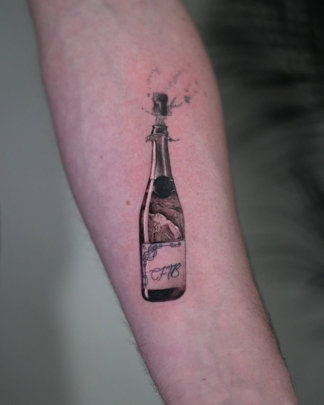 Elegant champagne tattoo with frosty vibes Tattoo Design