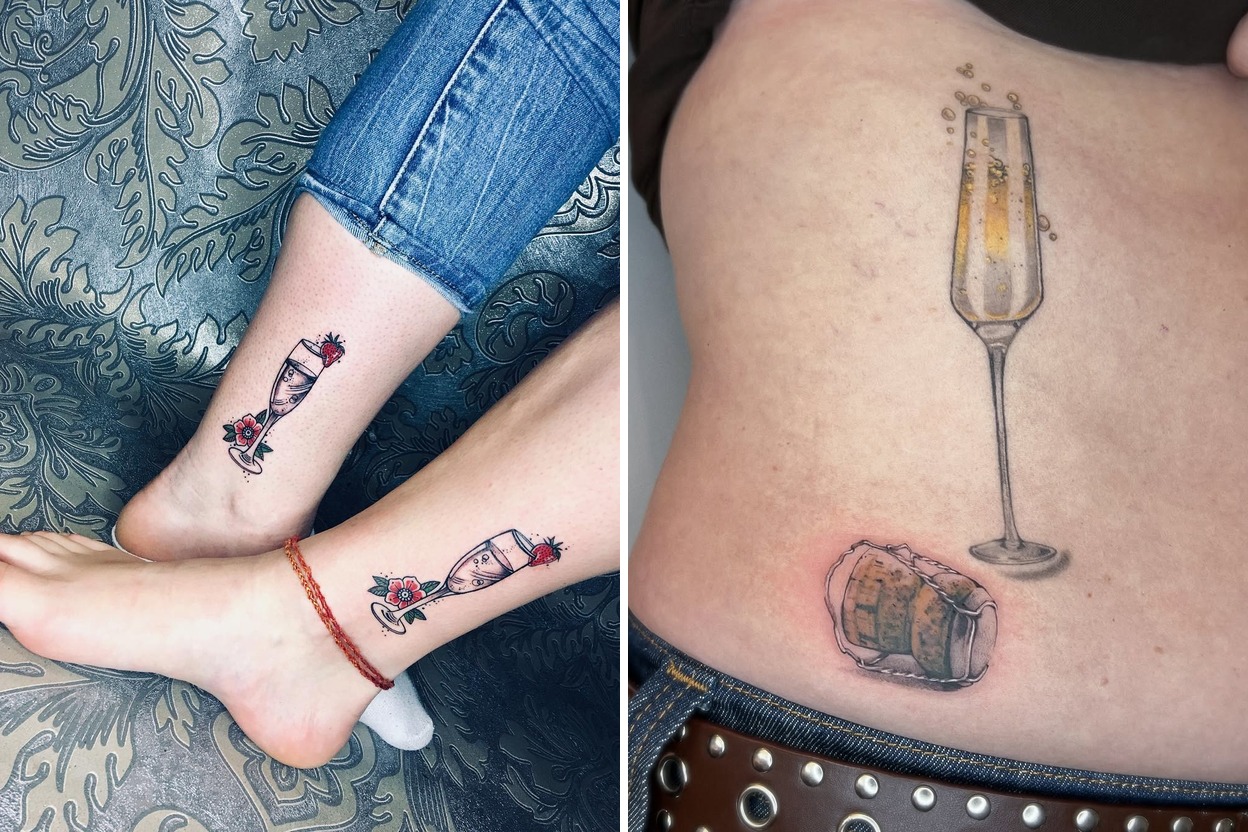 29+ Champagne Tattoo Ideas & Inspiration Featured Lookbook Collage