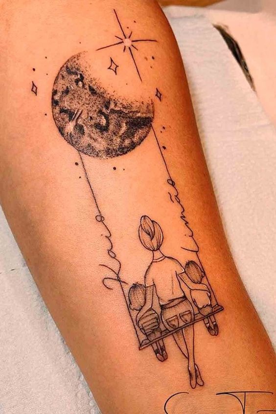 Moonlit Swing Tattoo Design