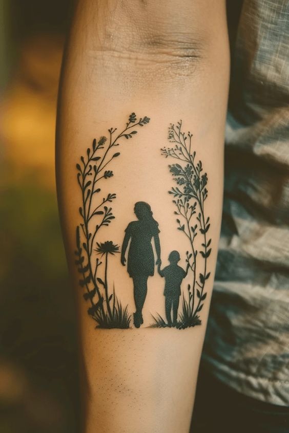Silhouetted Journey Tattoo Design