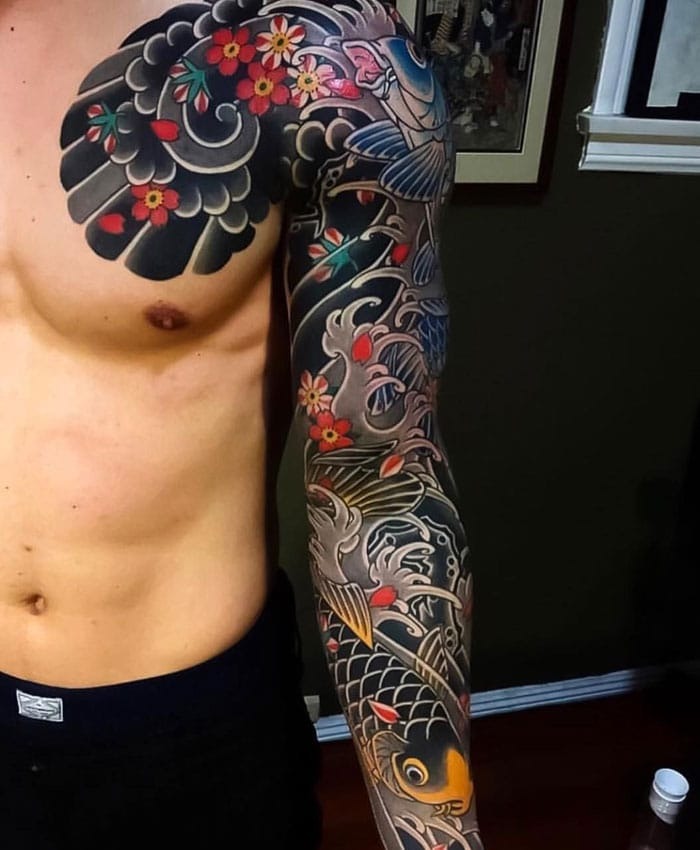 A Bright School of Koi Fish Tattoo Design