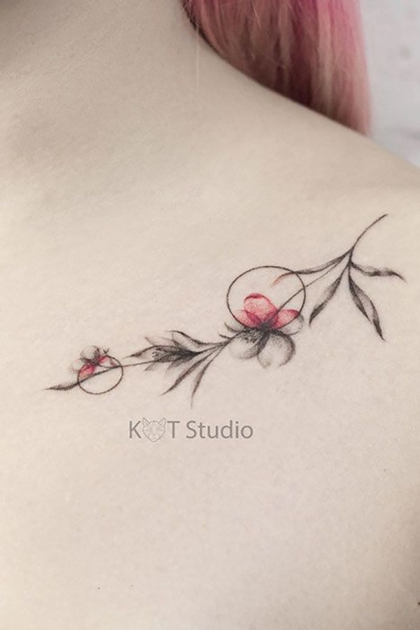 Small Spots of Color Focus Tattoo Design