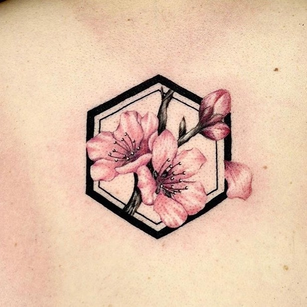 The Blossom Branch in the Hexagon Tattoo Design