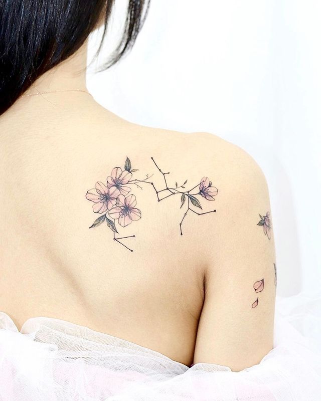 The Flowers in a Constellation Tattoo Design