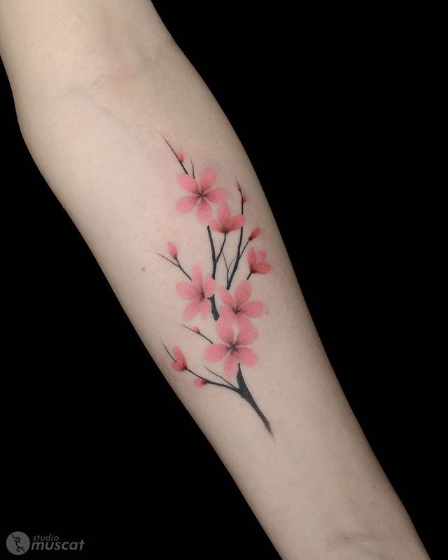 The Upward-Reaching Branch of Blossoms Tattoo Design