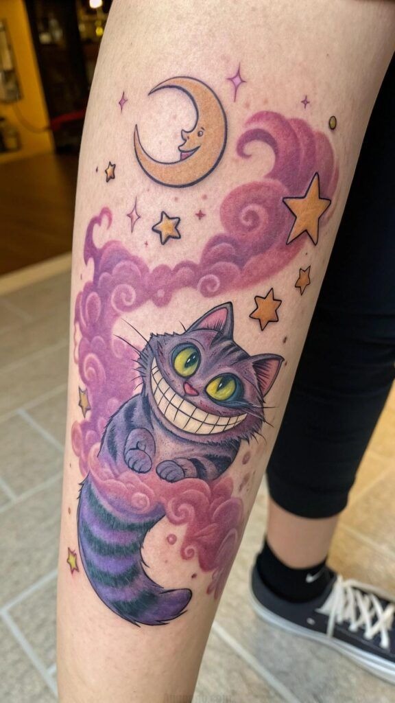 Cheshire Cat Among the Stars Tattoo Tattoo Design