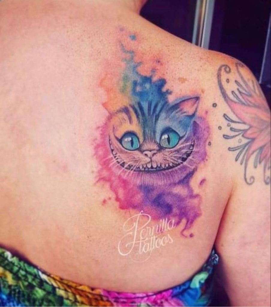 Rainbow Watercolor Cheshire Cat Tattoo Tattoo Design