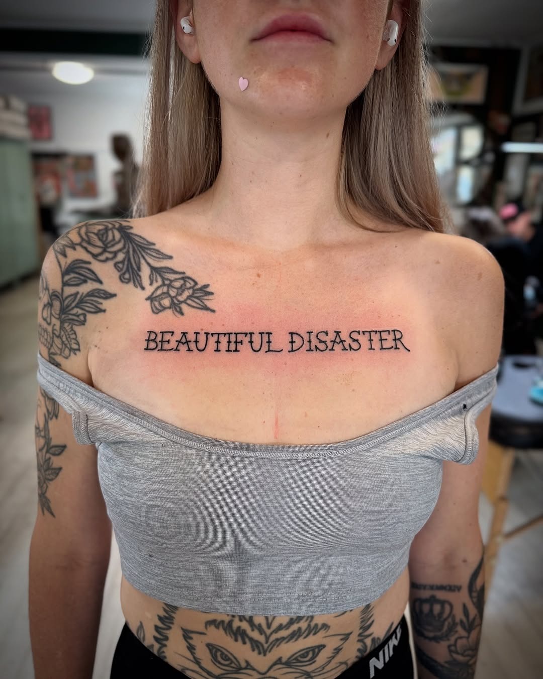 Bold statement with elegant chest ink. Tattoo Design