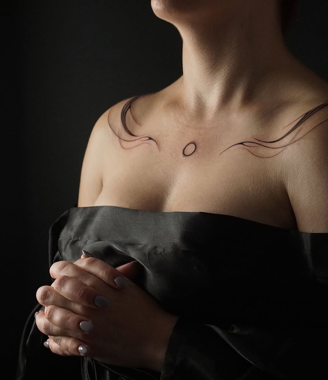 Elegant minimalist chest tattoo Artwork Tattoo Design