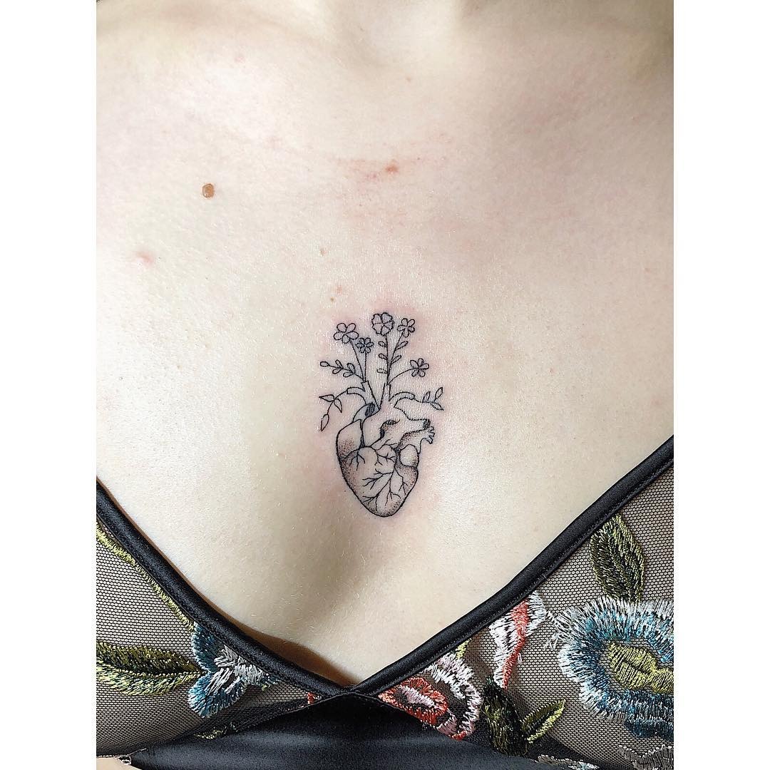 Intricate Floral Heart Chest Tattoo Design Tattoo Design