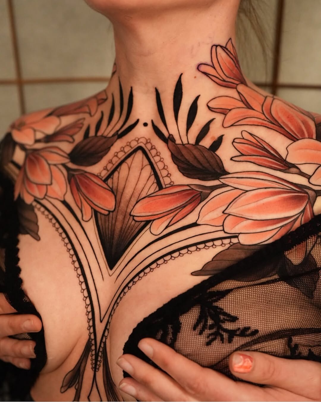 Stunning Floral Chest Tattoo Design Tattoo Design