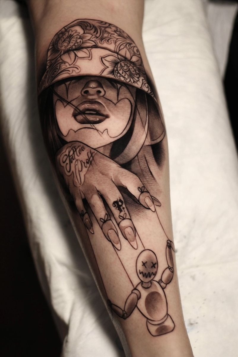 Angelic Child and Chicana Guardian Sleeve Tattoo Design
