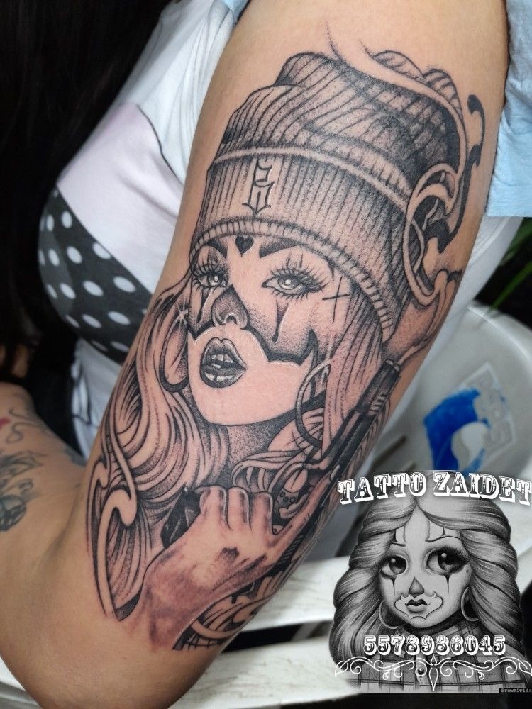 Urban Chicana Beanie Portrait Tattoo Design