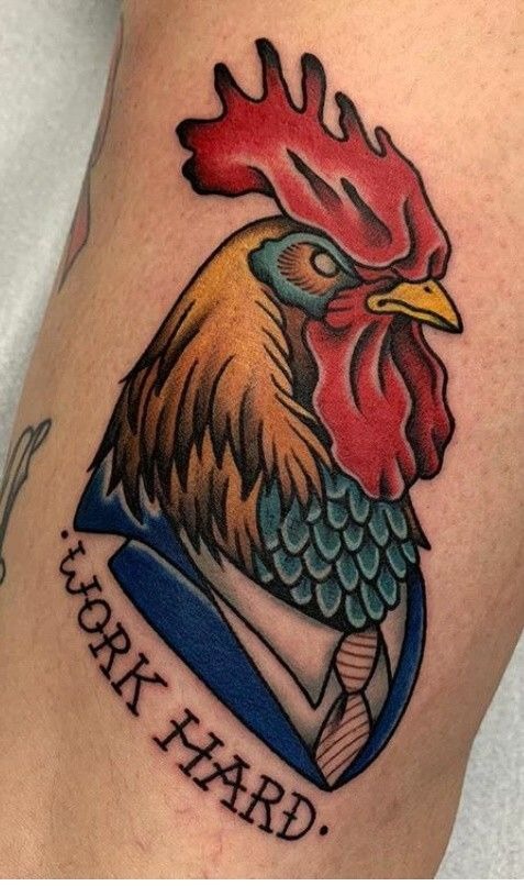 Chicken and Sunflower Traditional Tattoo Tattoo Design