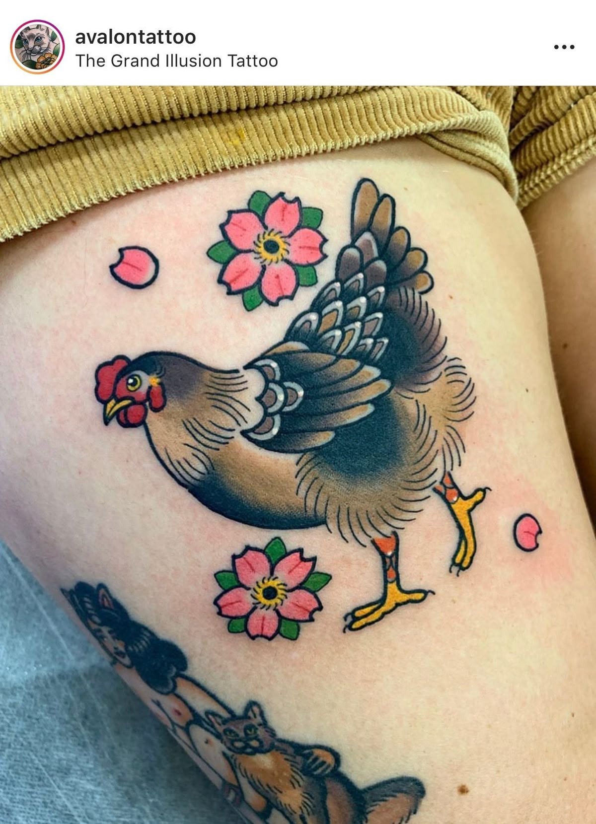 Cute Folk Style Chicken Tattoo Tattoo Design