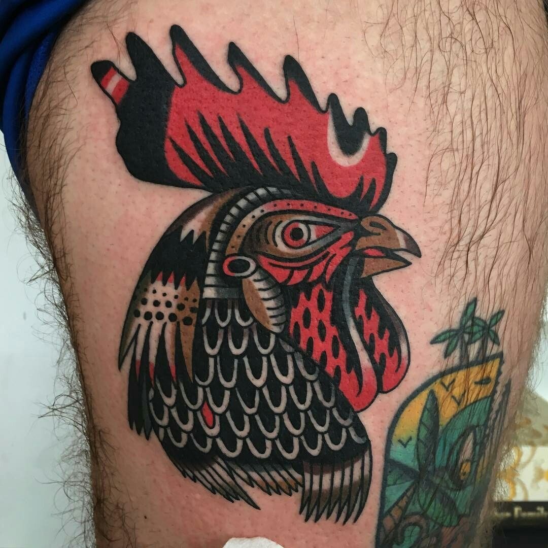 Elegant Japanese-Style Rooster Tattoo Design